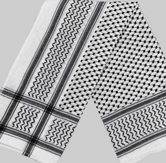 Rich Cotton Palestinian Keffiyeh Black & White Scarf